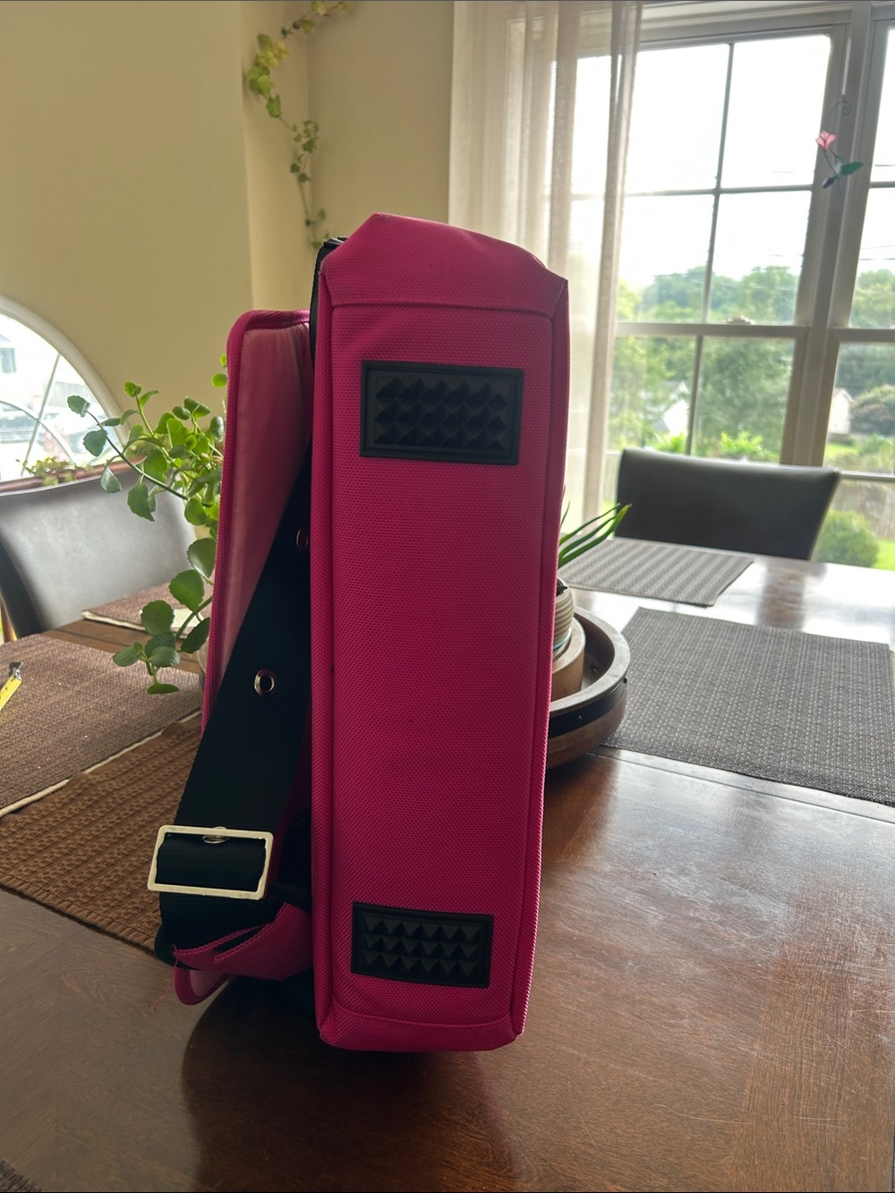 Magenta Floral Laptop Messenger Bag for Women - Picture 7 of 10